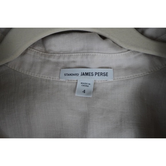 Standard James Perse Womens 100 % Linen Button Up Shirt Oatmeal Beige Size 4 - Picture 8 of 12